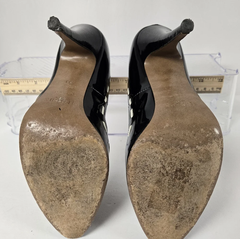 Hobbs Black Patent Leather Women's Stiletto Heels Size 8/39 - Picture 5 of 7
